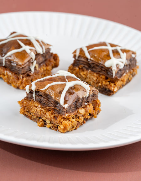 Chocolate square baklava