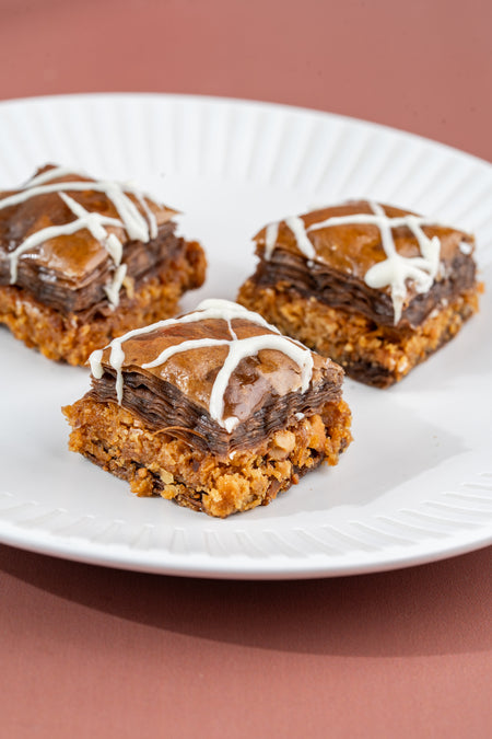 Chocolate square baklava